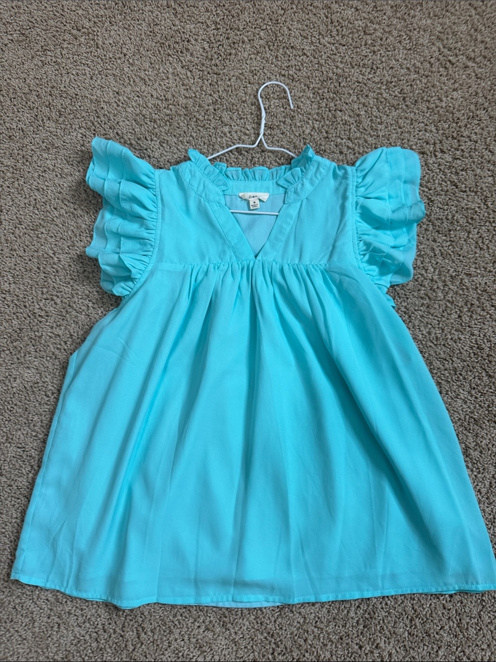Aqua Ruffle Sleeve Blouse